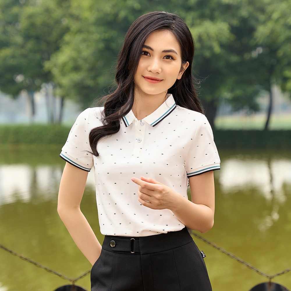 Áo polo YODY nữ mắt chim in hình vương miện APN5044