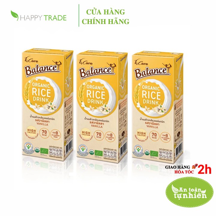 Sữa gạo hữu cơ hương vani Thái Lan 4Care Balance Organic (lốc 3 hộp x 180ml)