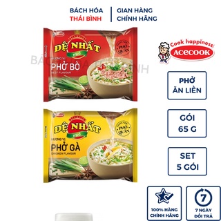 5 gói phở ăn liền hương vị bò/ gà Đệ Nhất x 65g