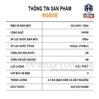 MÁY XỊT RỬA XE CAO ÁP WORX WG600E