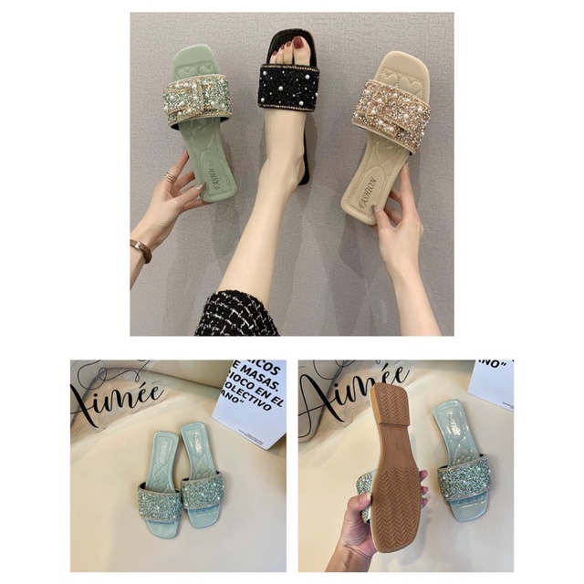 Dép Xoàn Đính Đá Lấp Lánh Cao Cấp Đế Cao 2 Phân (Hàng Quảng Châu Full box)