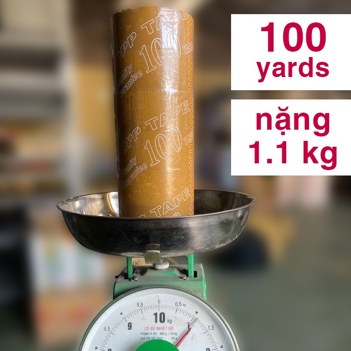 Băng keo vàng đục 5cm - 80yds (1 cây = 900gr) và 5cm - 100yds (1 cây = 1,1kg)