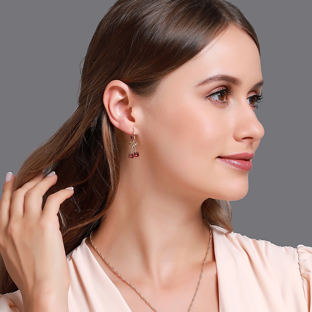 Set Dây Chuyền + Khuyên Tai Đính Đá Sang Trọng Cho Nữ