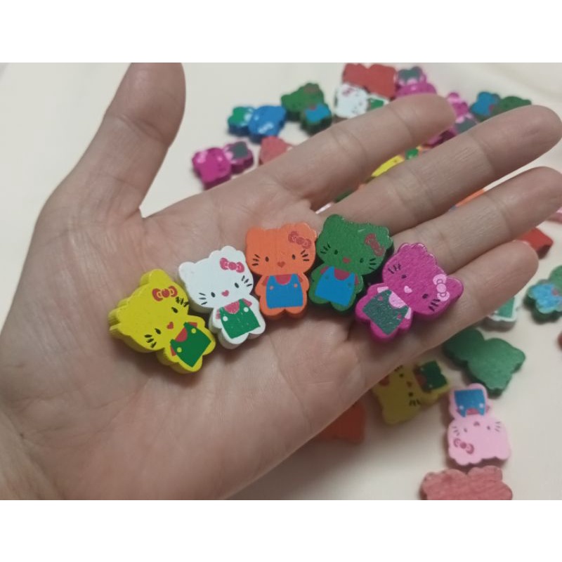 Set 5 mèo gỗ kitty dùng trang trí làm handmade