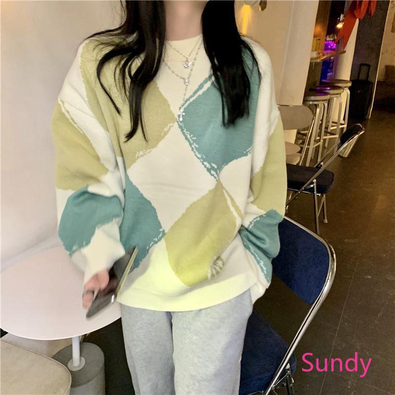 Áo Sweater Tay Dài Dáng Rộng Kiểu Hàn Quốc Thời Trang Mùa Đông Cho Nữ