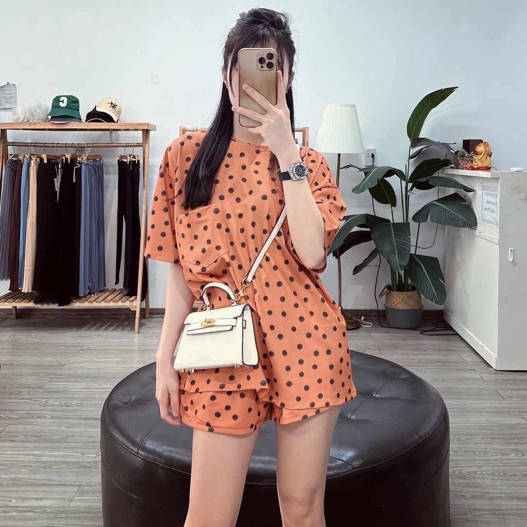 Sét bộ chấm bi cộc tay baby nhiều màu