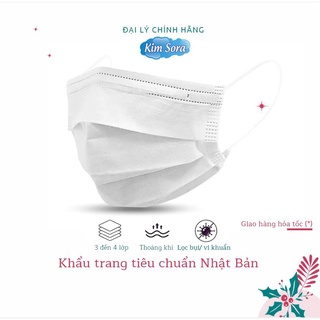 Khẩu trang y tế Kim sora 3 lớp màu trắng (hộp 50 chiếc).