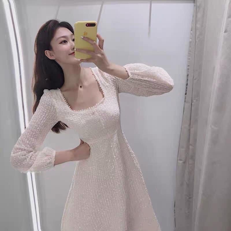 ⚡️BÁN SỈ⚡️Đầm xoè cổ vuông cúc ngọc ren 2 lớp | BigBuy360 - bigbuy360.vn