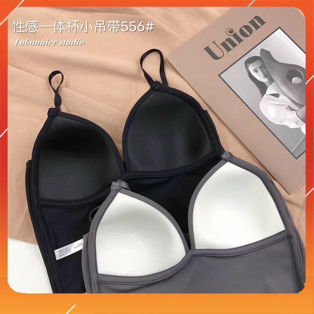 Áo bra cotton cao cấp có đệm mút cố định kiểu dáng 2 dây cup ngực mix được mọi loại trang phục