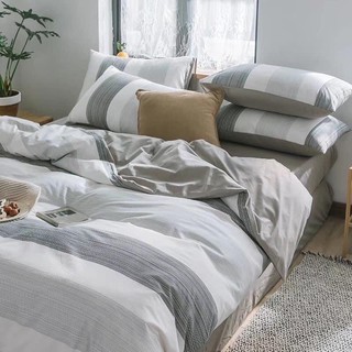 Set chăn ga cotton living hoạ tiết kẻ tinh tế🍭