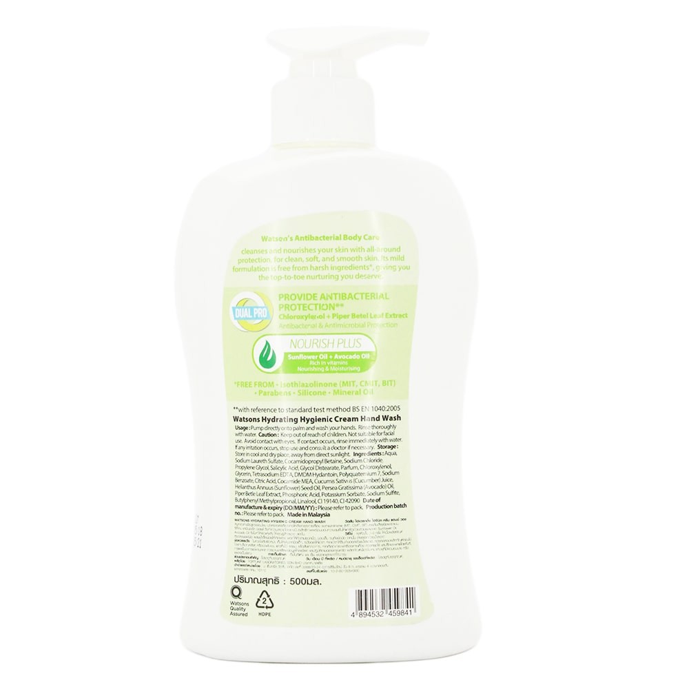 Gel Rửa Tay Watsons Hygienic Cleans & Protects Cream Hand Wash Protecting Pine Từ Cây Thông 500ml | BigBuy360 - bigbuy360.vn
