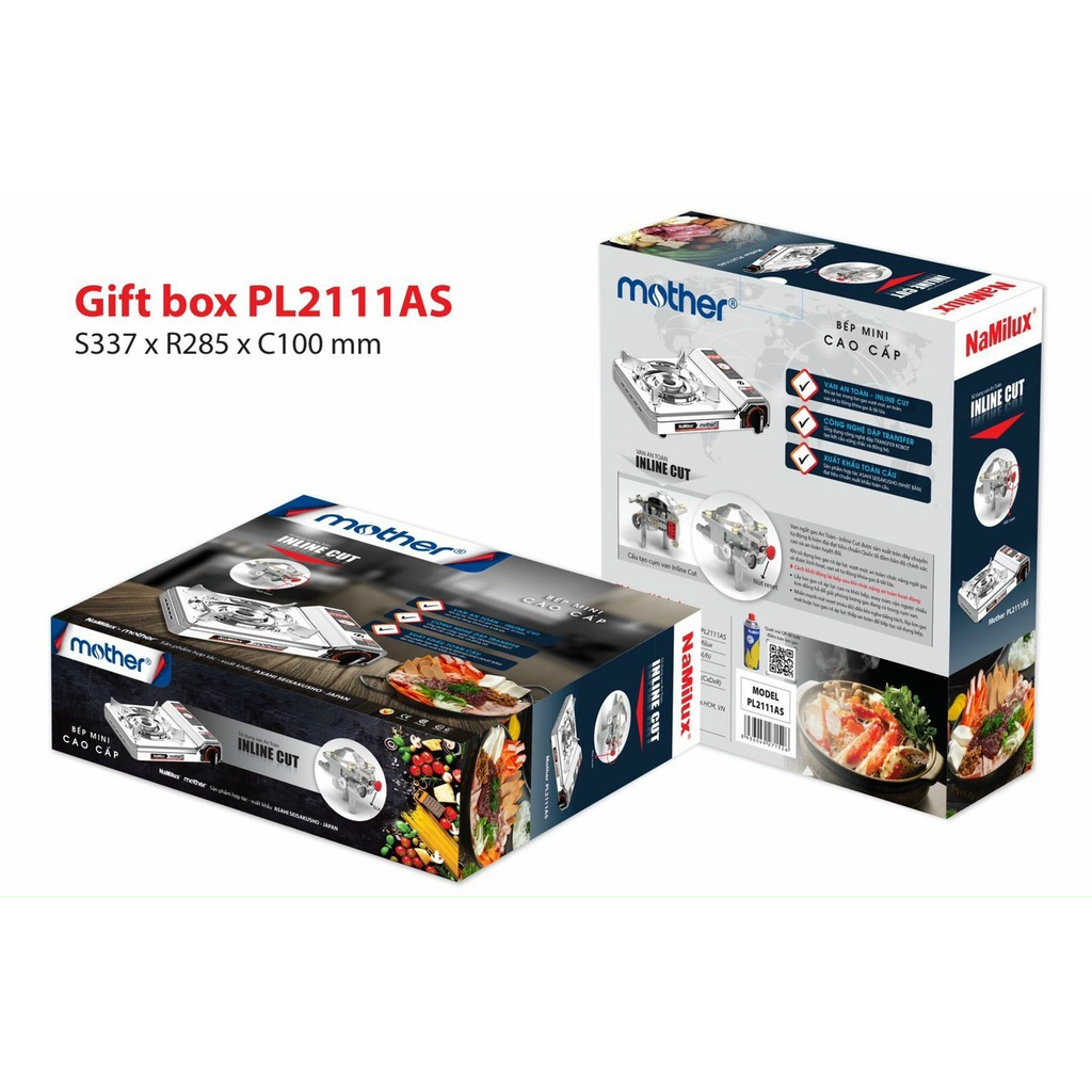 Bếp gas du lịch inox Namilux PL-2111AS , Bếp gas Mini an toàn, tiết kiệm gas, Bảo hàng chính hãng 12 tháng
