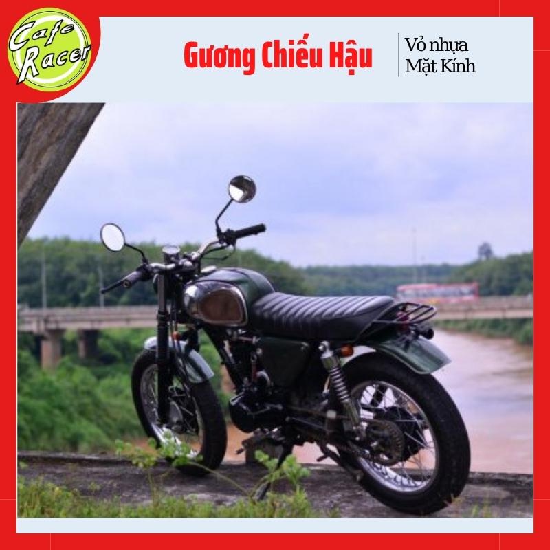 Gương chiếu hậu tròn chân chữ S gắn xe máy độ Tracker Cafe racer xoay 360 độ giá 1 chiếc