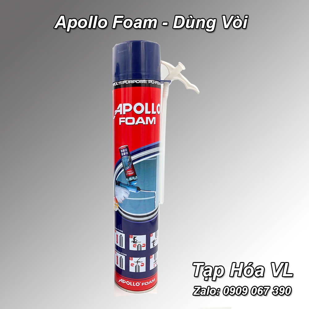 [Chính hãng] Keo bọt nở - Foam Apollo 750ml, foam trương nở trang trí gương (dùng vòi)