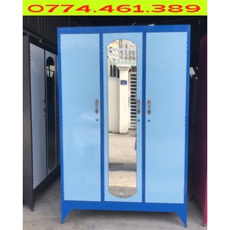 TỦ QUẦN ÁO ĐẸP-TỦ SẮT 3 CÁNH ĐỰNG QUẦN ÁO GIÁ RẺ SẮT DÀY DẶN SHIP HCM BD