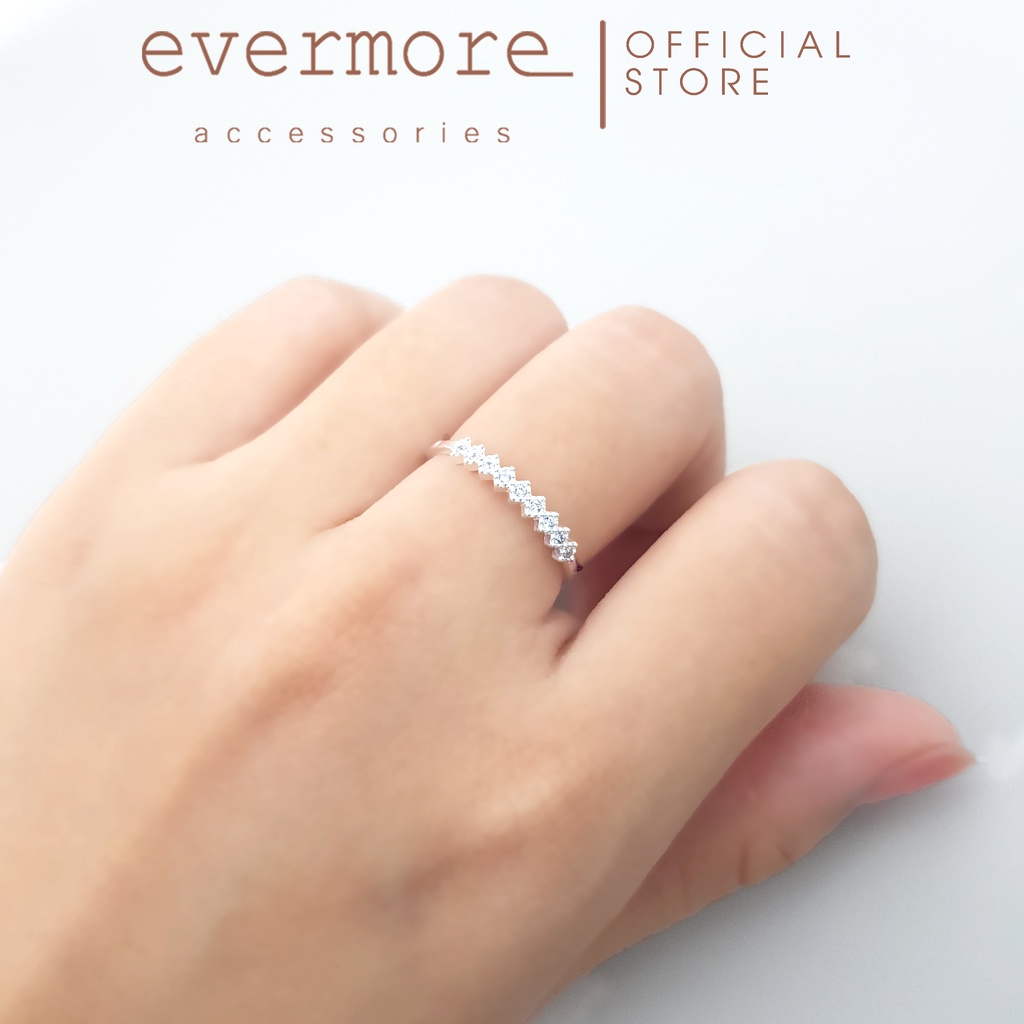 Nhẫn bạc đính đá EVERMORE, nhẫn bạc cao cấp vành đính đá Coco Crush thanh lịch, minimalism - N034