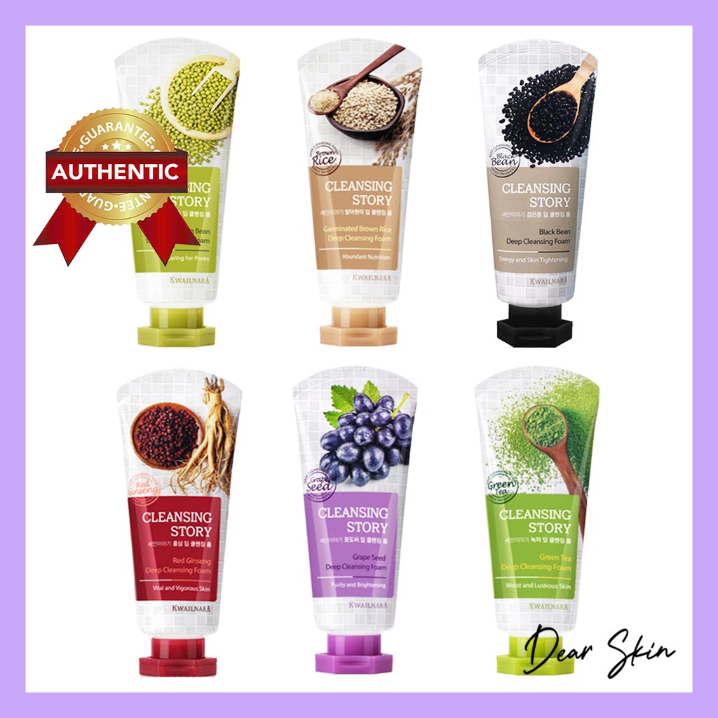 [Chính Hãng] Sữa Rửa Mặt Kwailnara Cleansing Story 120g SRM Đậu Xanh Trà Xanh Gạo Nho - srm Kwailnara