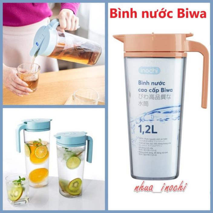 Bình nước Biwa 1200ml INOCHI sản xuất từ chất liệu nhựa AS nguyên sinh an toàn, bền và đặc biệt không gây độc hại