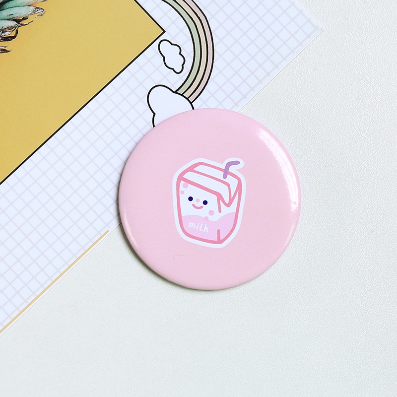 Gương Trang Điểm mini Hình Tròn Họa Tiết Hoạt Hình Phong Cách Hàn Quốc Xinh Xắn