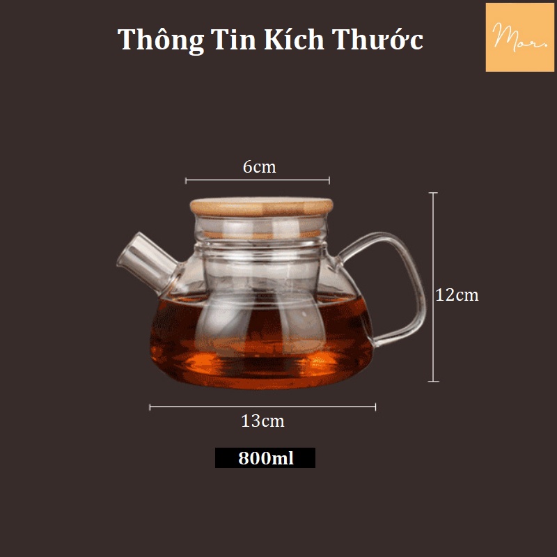 Ấm trà thủy tinh chịu nhiệt - 800ml