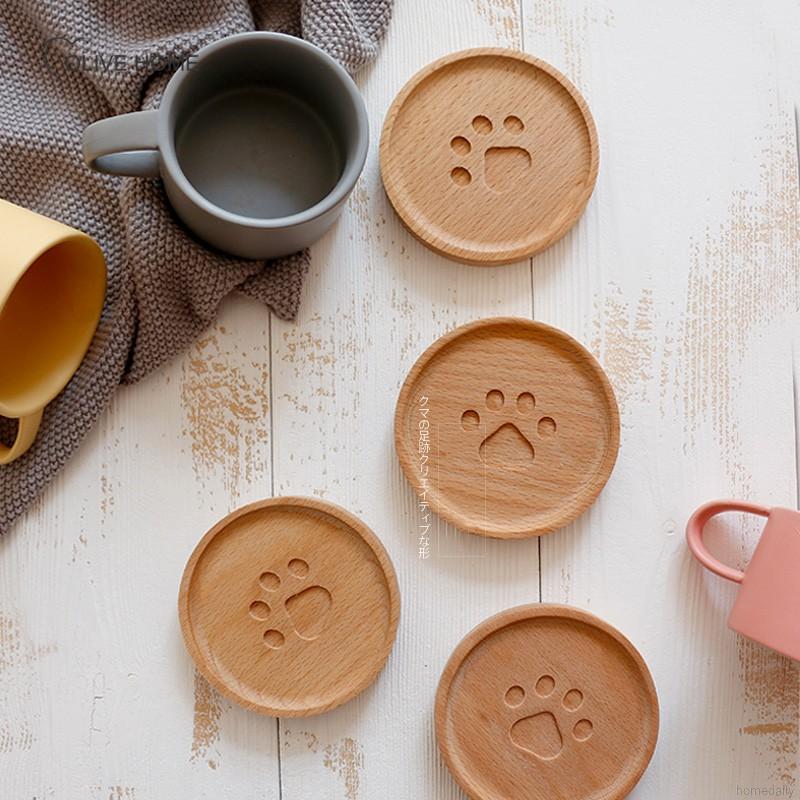 Đế Lót Ly Bằng Gỗ Hình Bàn Chân Gấu Đáng Yêu | BigBuy360 - bigbuy360.vn