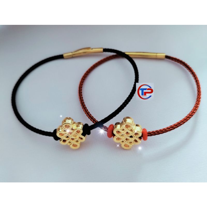 Vòng tay nam nữ khoá bấm dây cáp mic charm đồng tâm cát tường phúc lộc