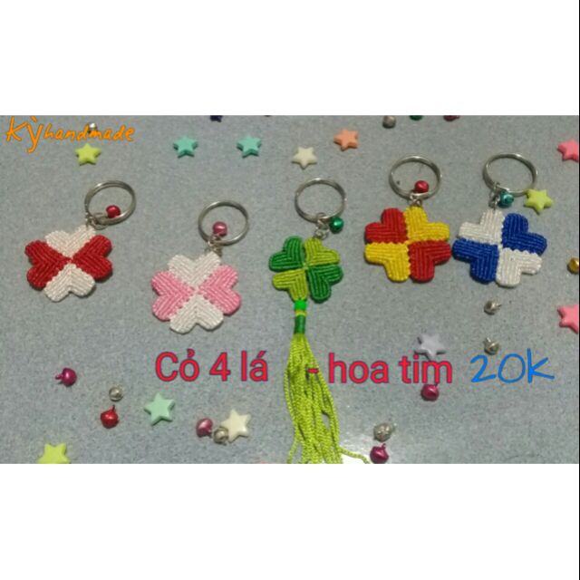 Móc khoá handmade HOA TIM - CỎ 4 LÁ