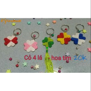 Móc khoá handmade HOA TIM - CỎ 4 LÁ