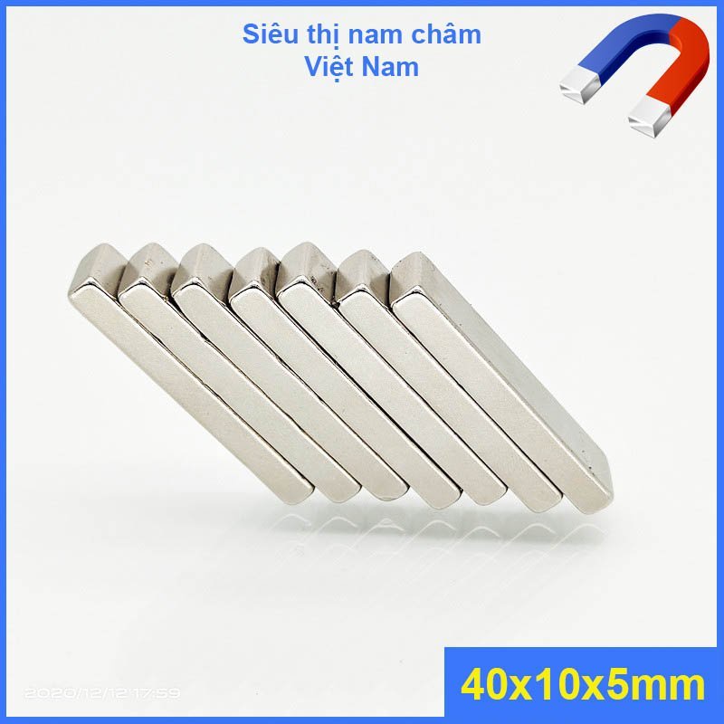 Nam châm siêu mạnh kích thước 40x10x5mm set 5 viên, nam châm vĩnh cửu siêu mạnh