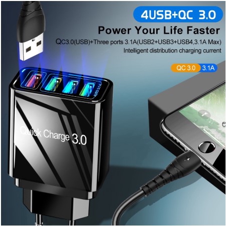 Ổ Sạc 4 Cổng Usb Qc3.0 Chất Lượng Cao