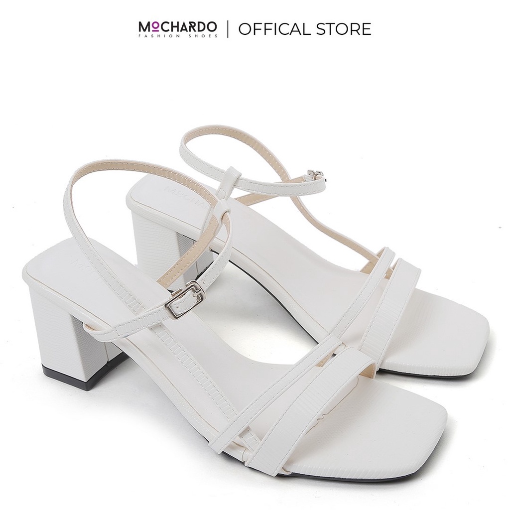 Sandal cao gót gót vuông dây eo da vân nhí MCS.1 - Cao 6cm - Mochardo