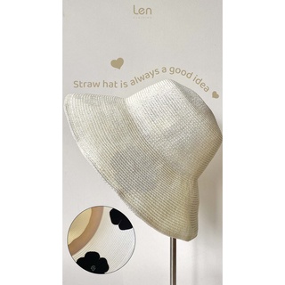 Mũ cói đi biển thêu hoa lenclothing 8557