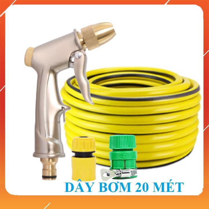 Bộ dây vòi xịt bơm nước tưới rửa ✔, tăng áp 3 lần, loại 20m 206701-1 đầu đồng, cút, nối PE