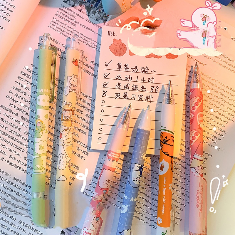 Set 6 Bút Mực Đen Ngòi 0.5Mm Hình Khủng Long Đáng Yêu