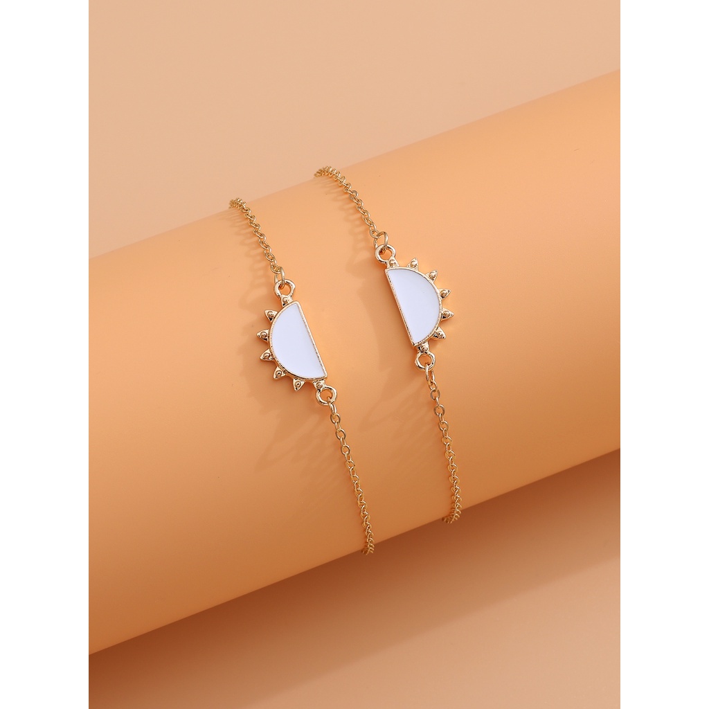 1 Cặp Vòng Tay Dây Bện Mặt Hình Mặt Trời/Bướm Cổ Điển Dễ Điều Chỉnh Thời Trang Unisex