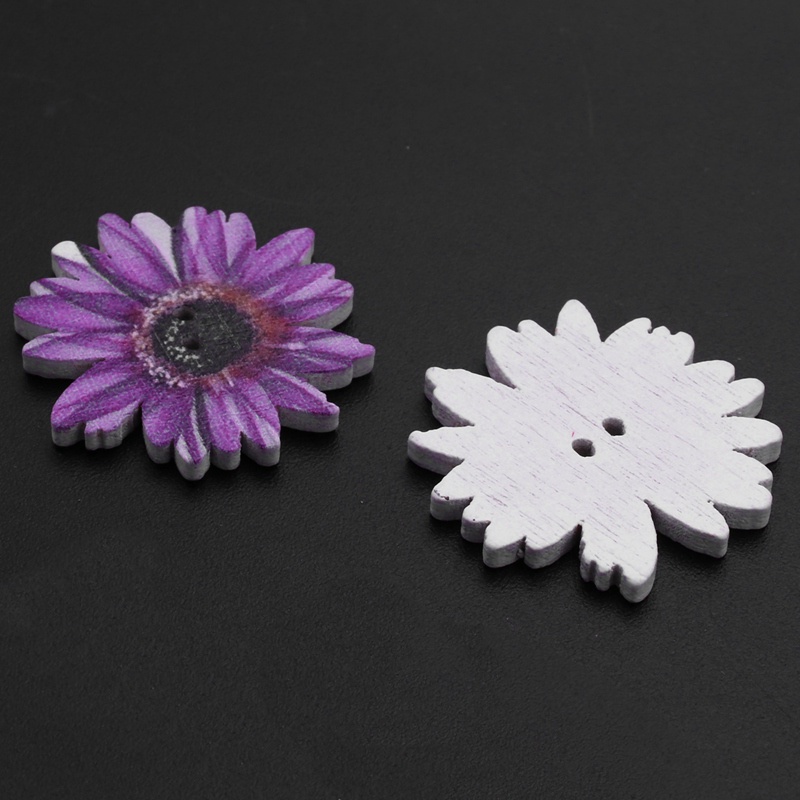 50 cái 25mm Daisy Flower Nút 2 lỗ bằng gỗ cho Thủ công mỹ nghệ Scrapbooking