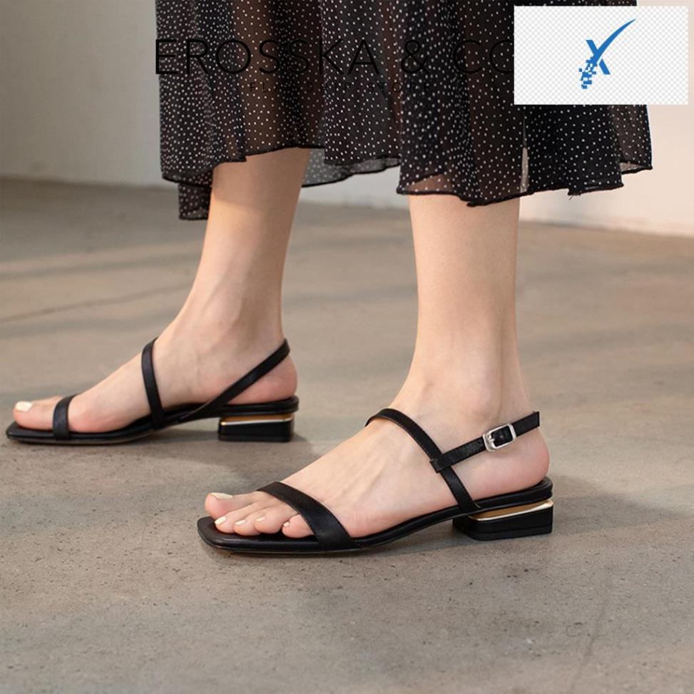 🖐️Erosska - Giày sandal cao gót quai mảnh cao 2,5cm màu trắng - EB039 🖐️