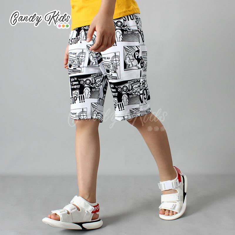 Quần Short Cotton Họa Tiết Graffiti Cá Tính Dành Cho Bé Trai 7-11 Tuổi