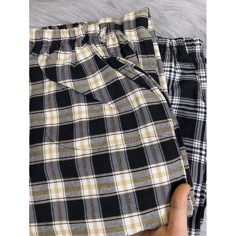 [Rẻ Vô Địch] Quần Kẻ Sọc Caro dáng suông ống rộng Phong Cách Hàn Quốc