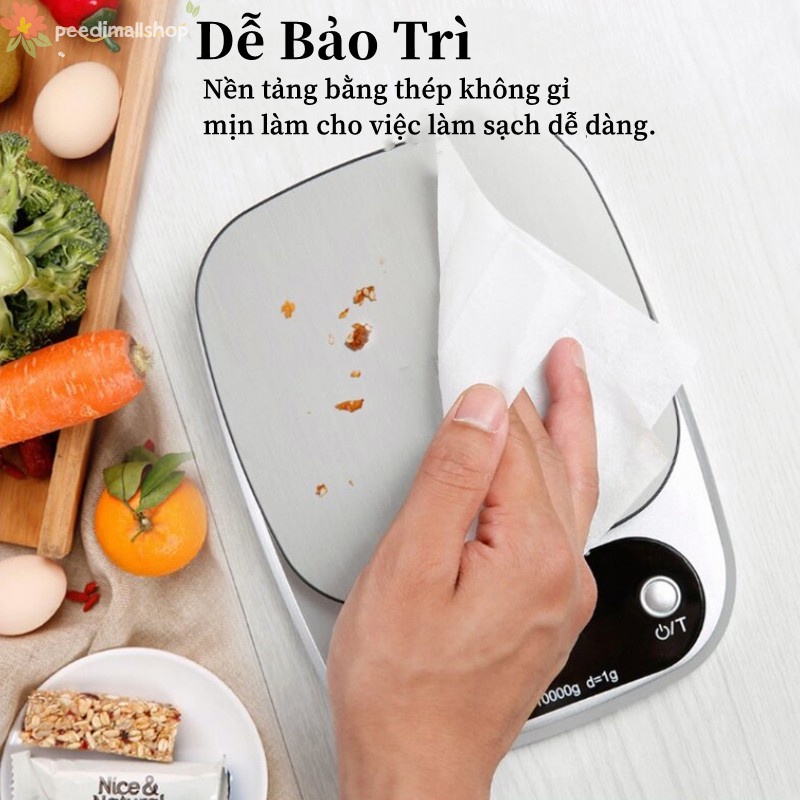 Cân Tiểu Ly Điện Tử Nhà Bếp Mini Định Lượng 0,1g - 3kg/0,1g - 5kg/1g - 10kg Làm Bánh Độ Chính Xác Cao Kèm 2 Viên Pin AA