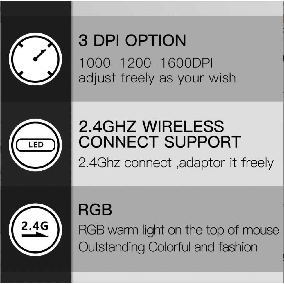 Chuột máy tính LED RGB ERGONOMIC DELUX Wireless NewDesign