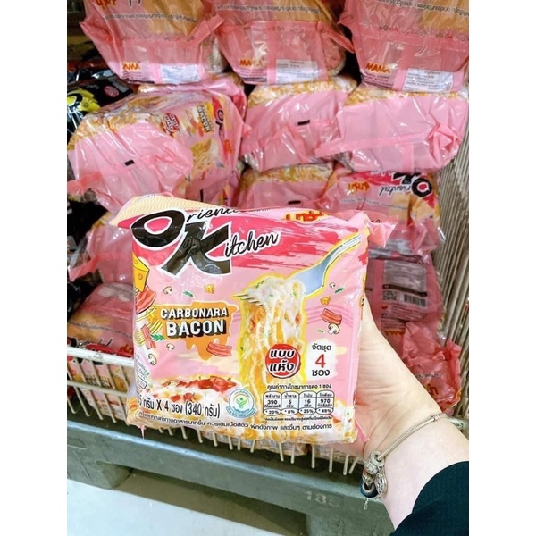 SET 4 GÓI MÌ OK MAMA VỊ SỐT KEM BACON CARBONARA HÀNG THÁI LAN