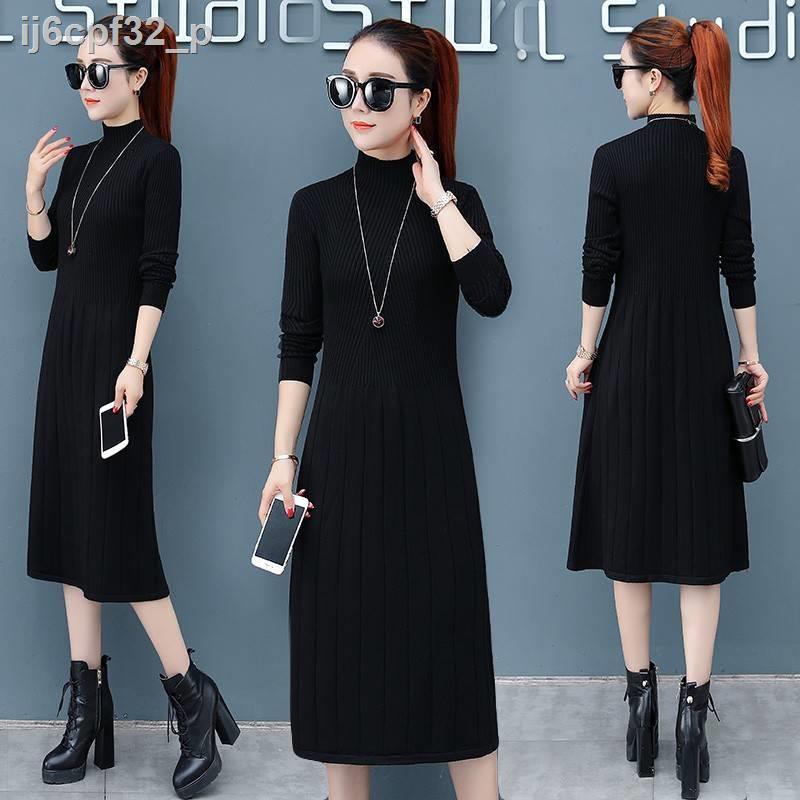 High neck over the knee knitted sweater dress women s 2020 autumn and winter new slim thick mid-length base skirt | BigBuy360 - bigbuy360.vn