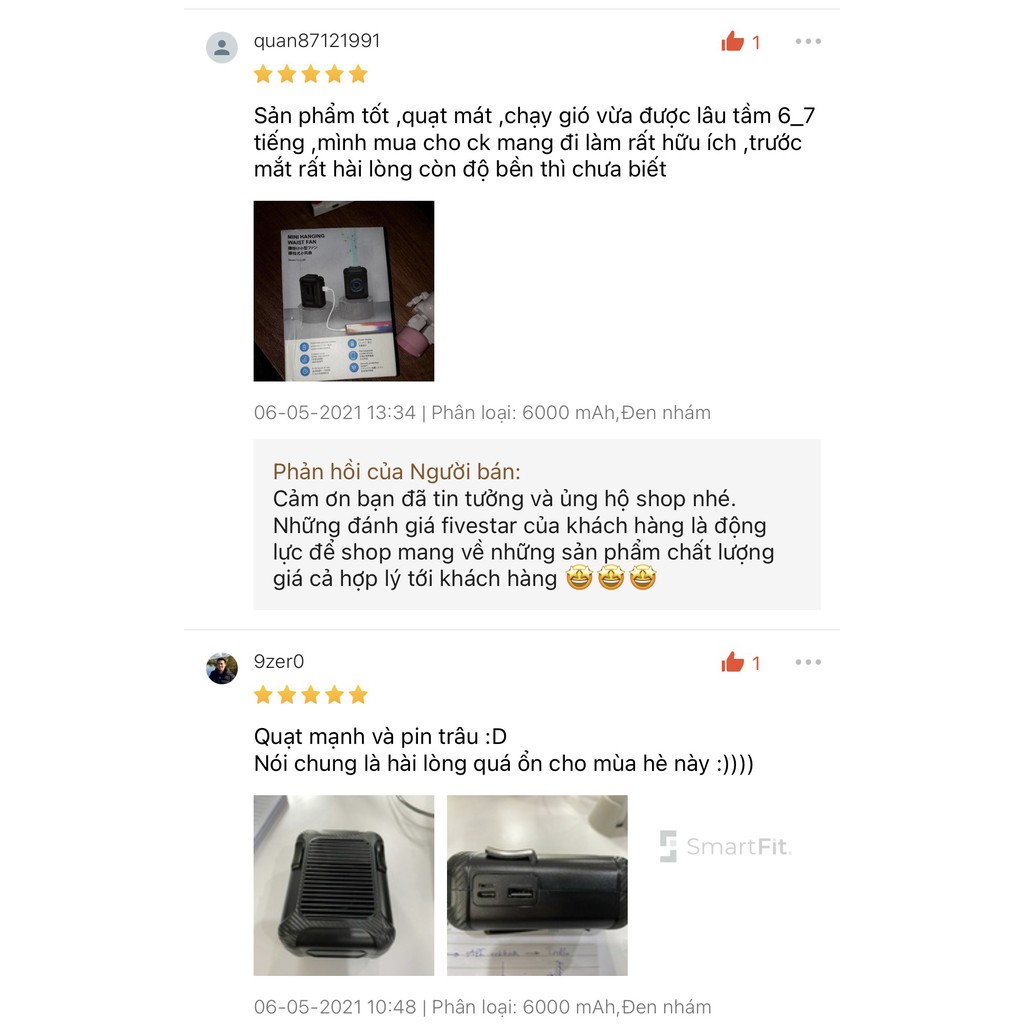 Quạt đeo thắt lưng đeo cổ mini kiêm sạc dự phòng siêu bền bỉ 12H - Chém văng cơn nóng