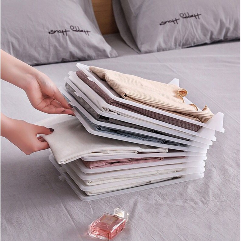 Khay Xếp Quần Áo Gấp Gọn Thông Minh Nhựa PP Cao Cấp, Tấm Hỗ Chợ Xếp Gọn Quần Áo