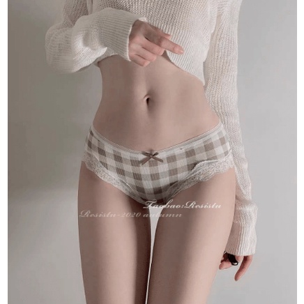 [Giá hủy diệt] Quần lót cao cấp viền ren hoạ tiết caro siêu dễ thương M13