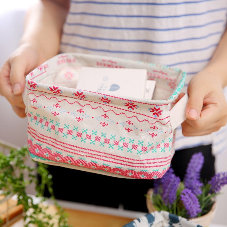 (Bán Buôn Sỉ) Giỏ vải đựng đồ cá nhân,quần áo, văn phòng xinh xắn, đa năng T2