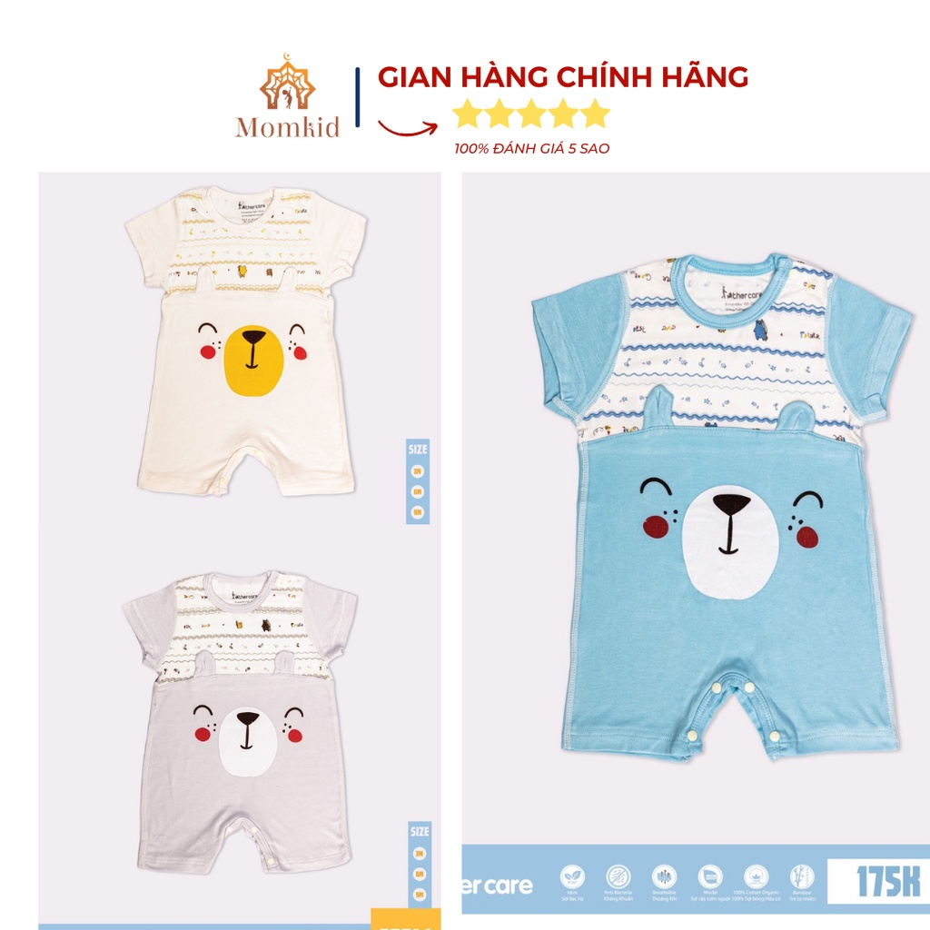 Quần Áo Trẻ Em Sơ Sinh Bộ Đồ Liền Thân FatherCare Chất Bamboo Body Hình Gấu Cho Bé Trai Bé Gái