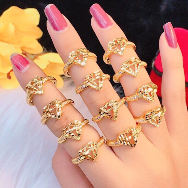 Nhẫn mặt hình kim cương thiết kế cao cấp Orin N671