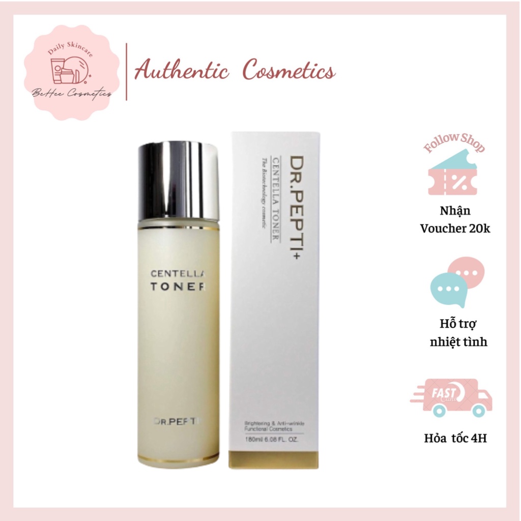 Nước Hoa Hồng Hàn Quốc Giúp Làn Da Căng Mịn Sáng Bóng Dr.Pepti+ Centella Toner 180ml